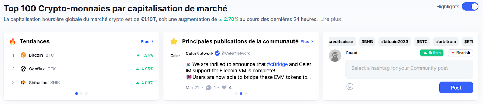 CoinMarketCap Highlights